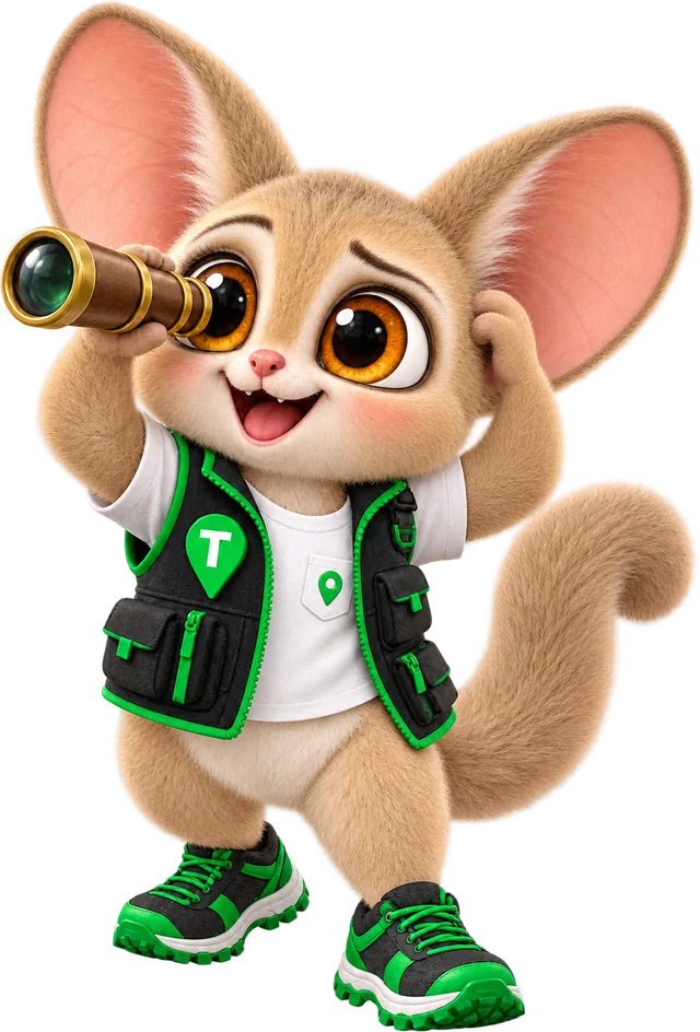 Toby the bush baby, LeadScrapper's mascot, searching through his spyglass
